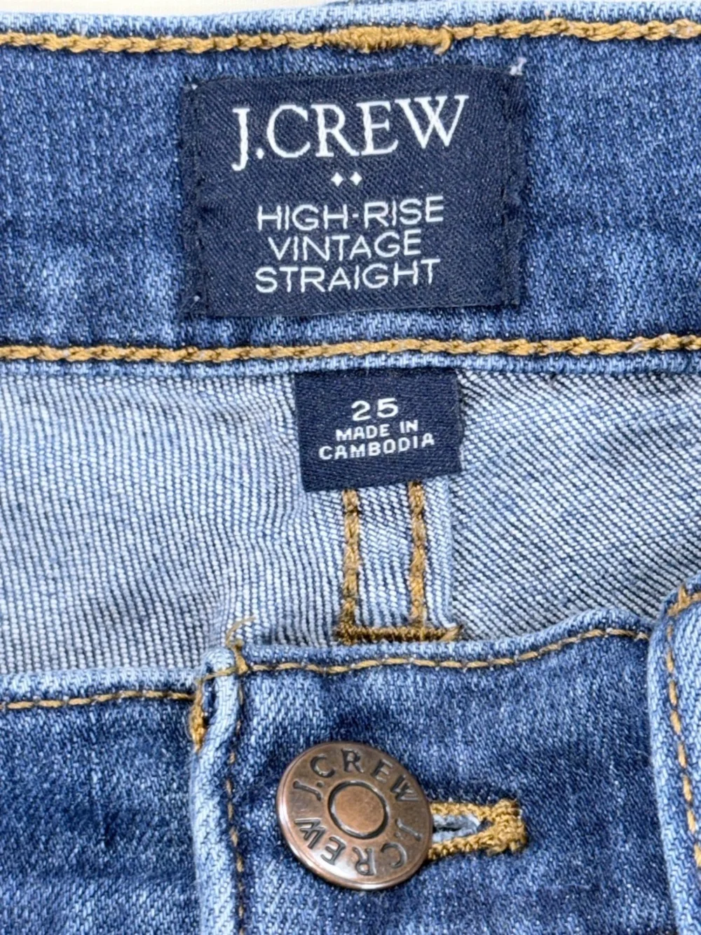 J.Crew Factory High-Rise Vintage Straight Button-Fly Jeans Stormy Ink - Size 25